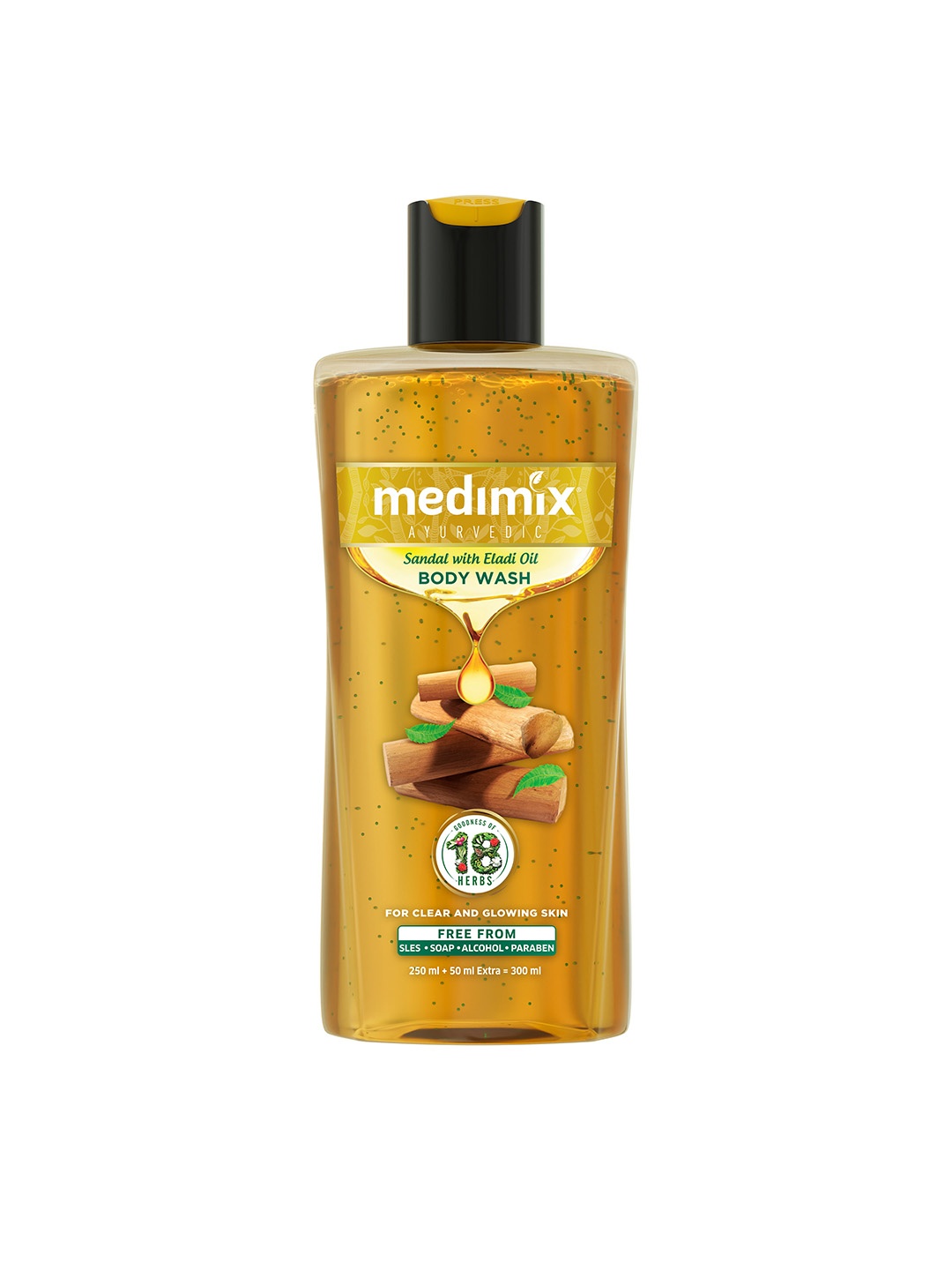 

medimix AYURVEDIC Sandal with Eladi Oil Body Wash - 250 ml, Transparent