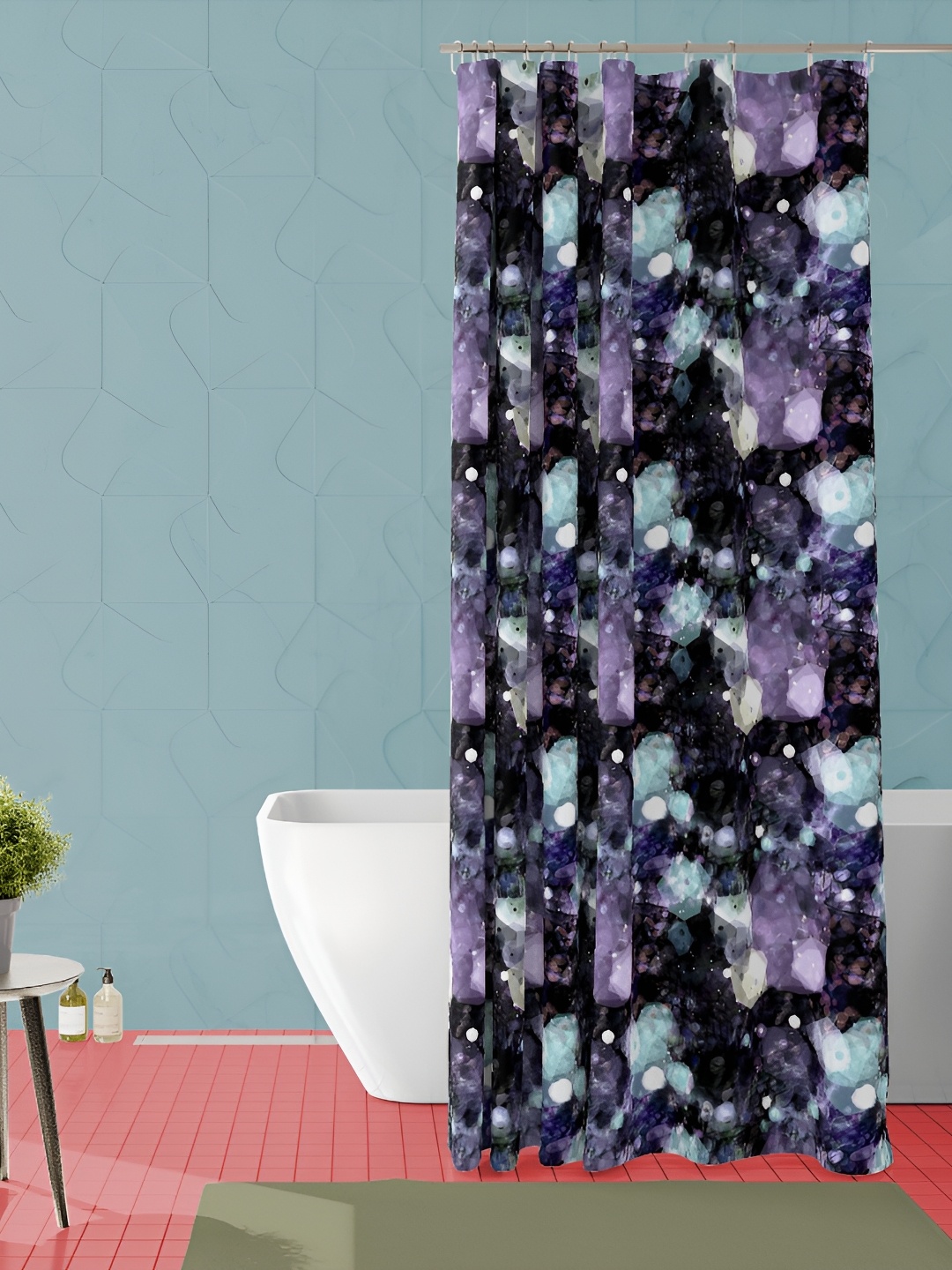 

ArtzFolio Black & Blue Printed Waterproof Shower Curtain