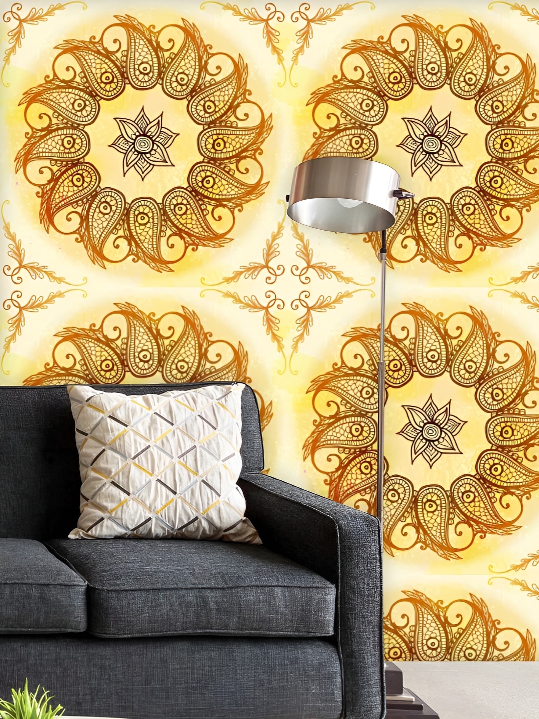 

ArtzFolio Printed UV-Resistant Anti-Bacterial Ethnic Circular Ornament Peel & Stick Wallpaper, Multi