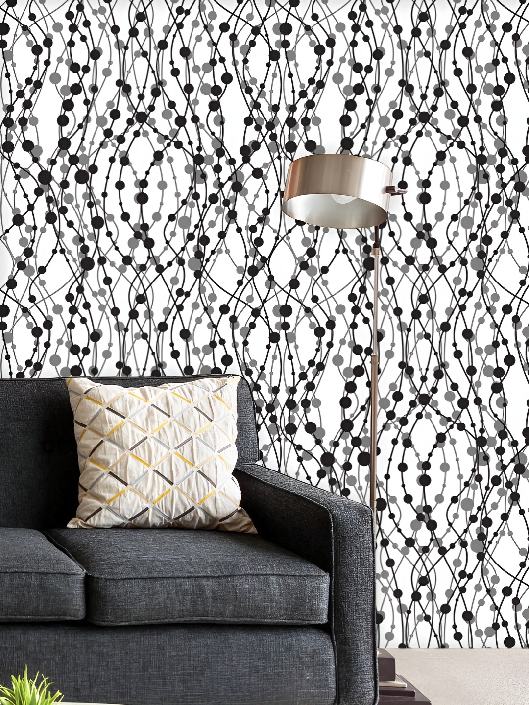 

ArtzFolio Printed UV-Resistant Anti-Bacterial Black And White Geometry Peel & Stick Wallpaper, Multi