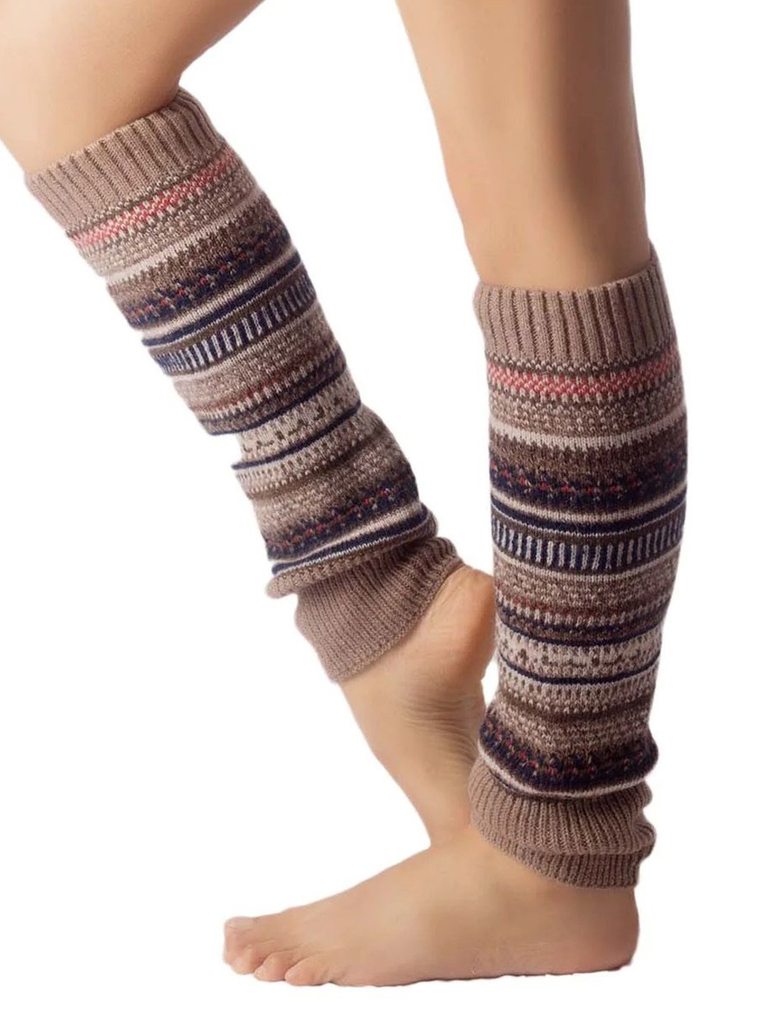 

Alexvyan Women Self-Design Above Knee Length Leg Warmer Socks, Brown