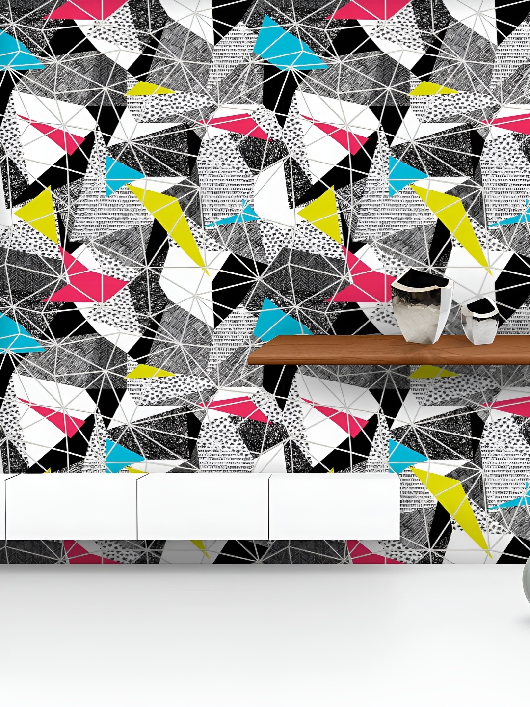 

ArtzFolio Printed UV-Resistant Anti-Bacterial Triangular Facets Peel & Stick Wallpaper, Multi