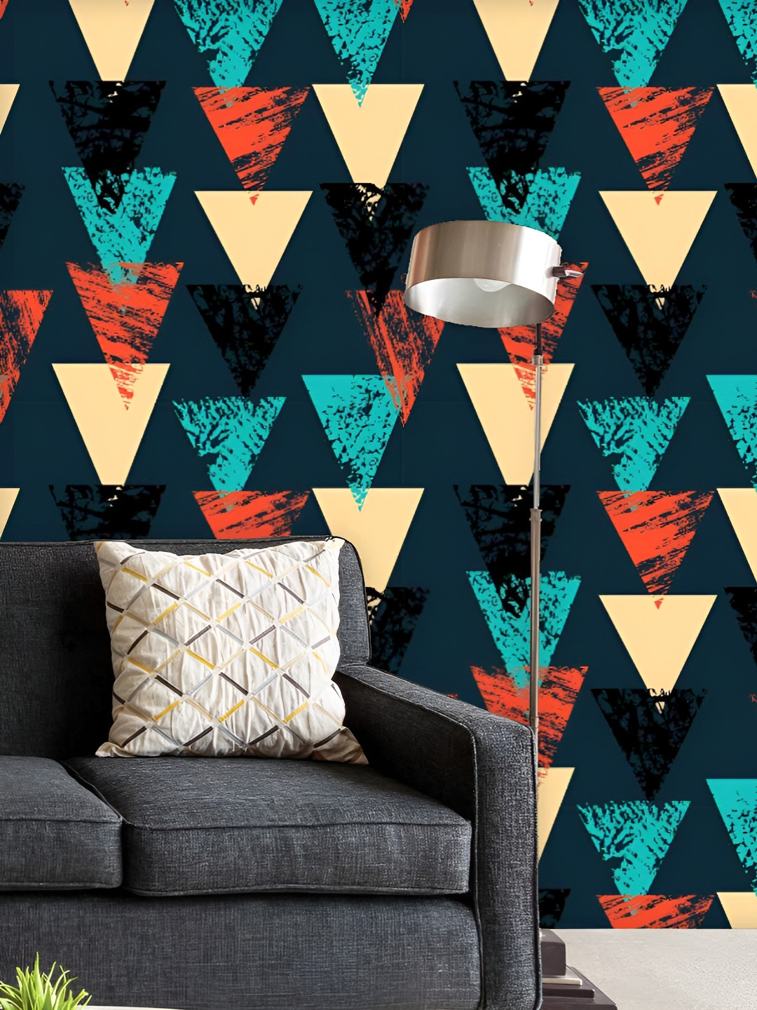 

ArtzFolio Printed UV-Resistant Anti-Bacterial Triangled Peel & Stick Wallpaper, Multi
