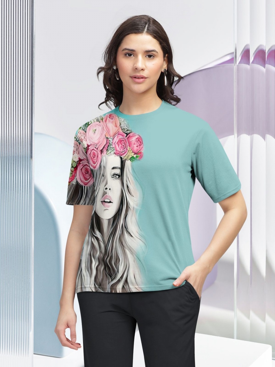 

HELLCAT Women Printed T-shirt, Green