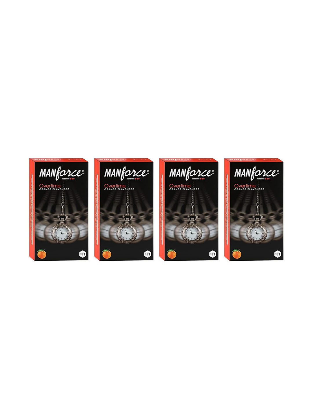 

Manforce Set of 4 Overtime Condoms - Assorted Flavour- 10 Pcs Each, Black