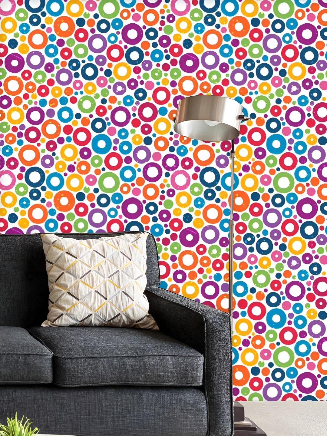 

ArtzFolio Printed UV-Resistant Anti-Bacterial Colorful Circles Peel & Stick Wallpaper, Multi