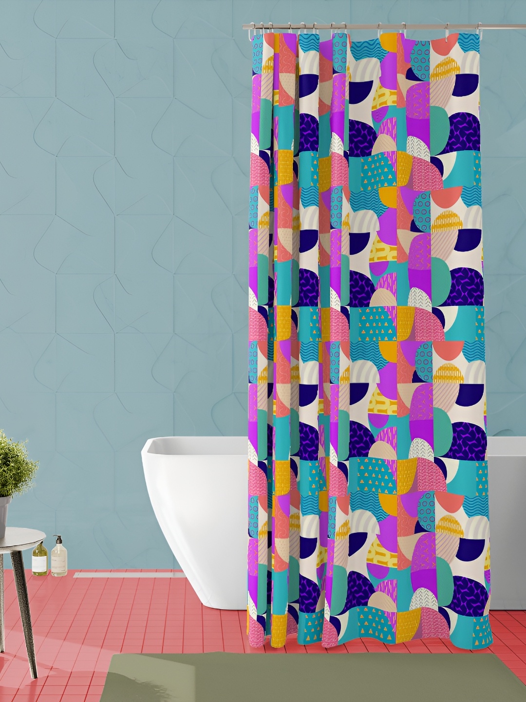 

ArtzFolio Blue & Pink Abstract Printed Waterproof Shower Curtain