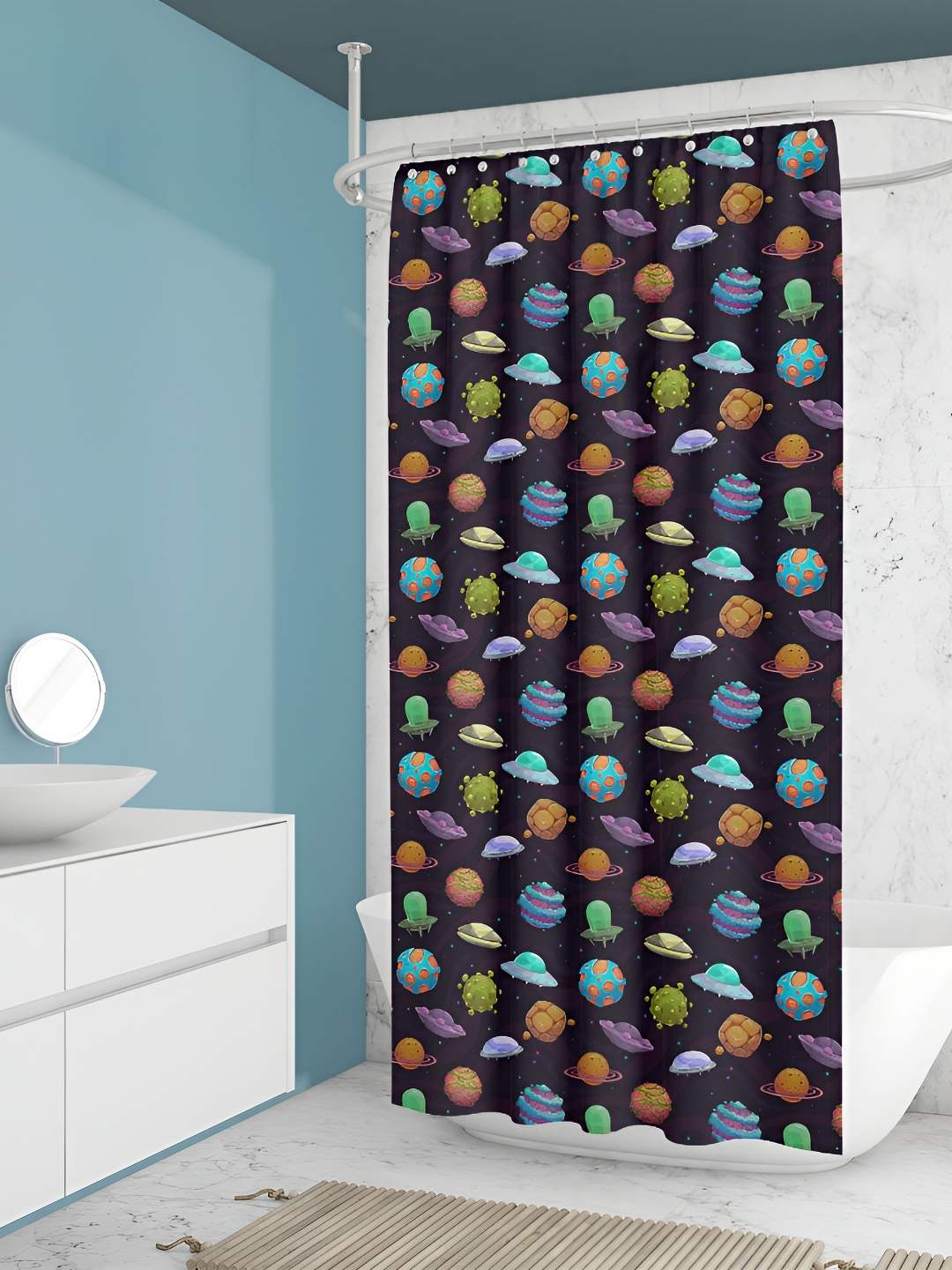 

ArtzFolio Purple & Blue Printed Waterproof Shower Curtain