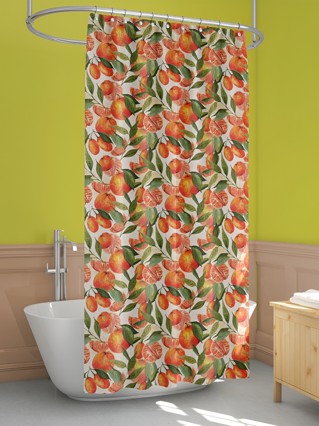 

ArtzFolio Orange & White Fruits Printed Waterproof Shower Curtain