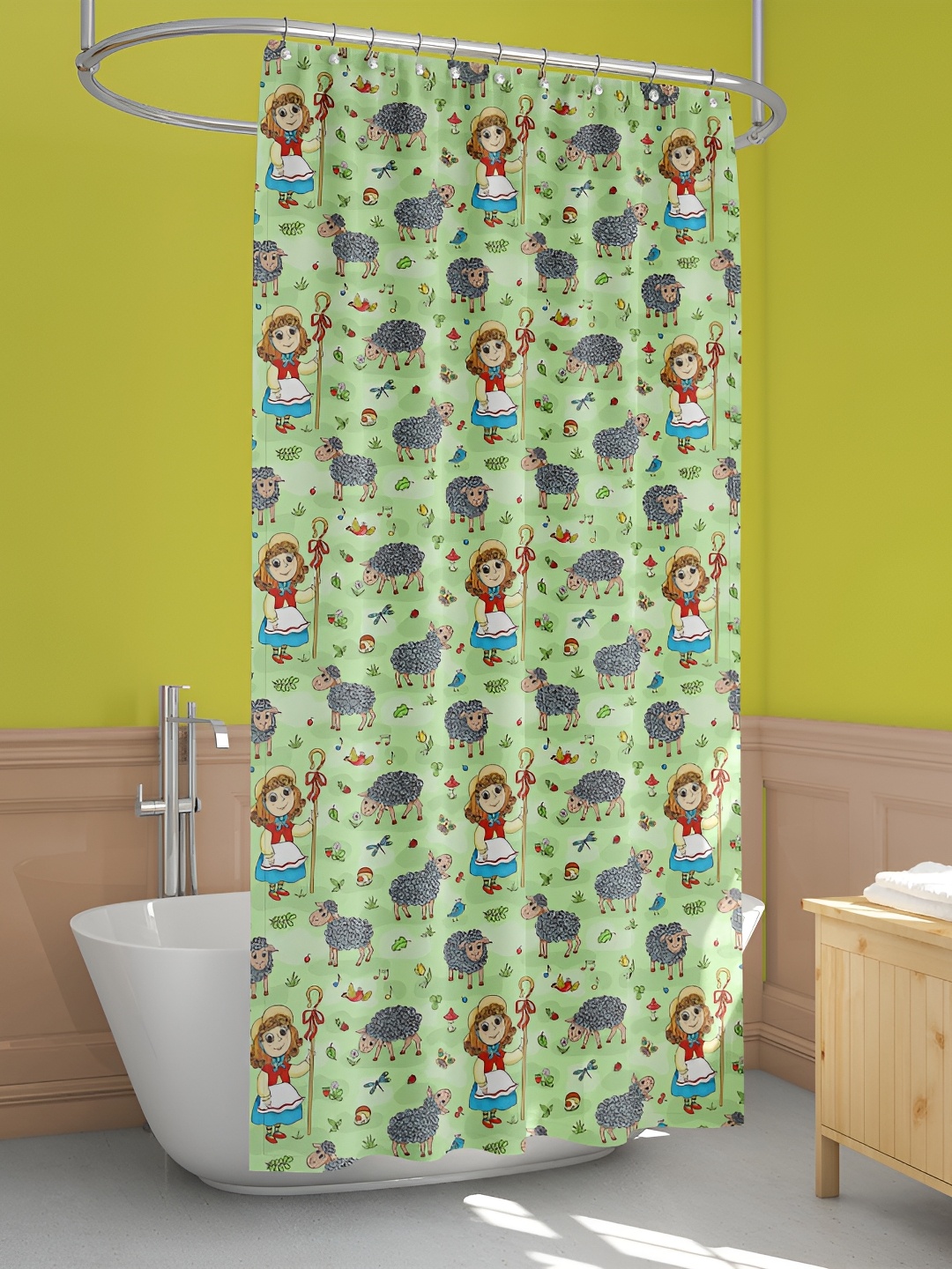 

ArtzFolio Green & Blue Printed Waterproof Shower Curtain