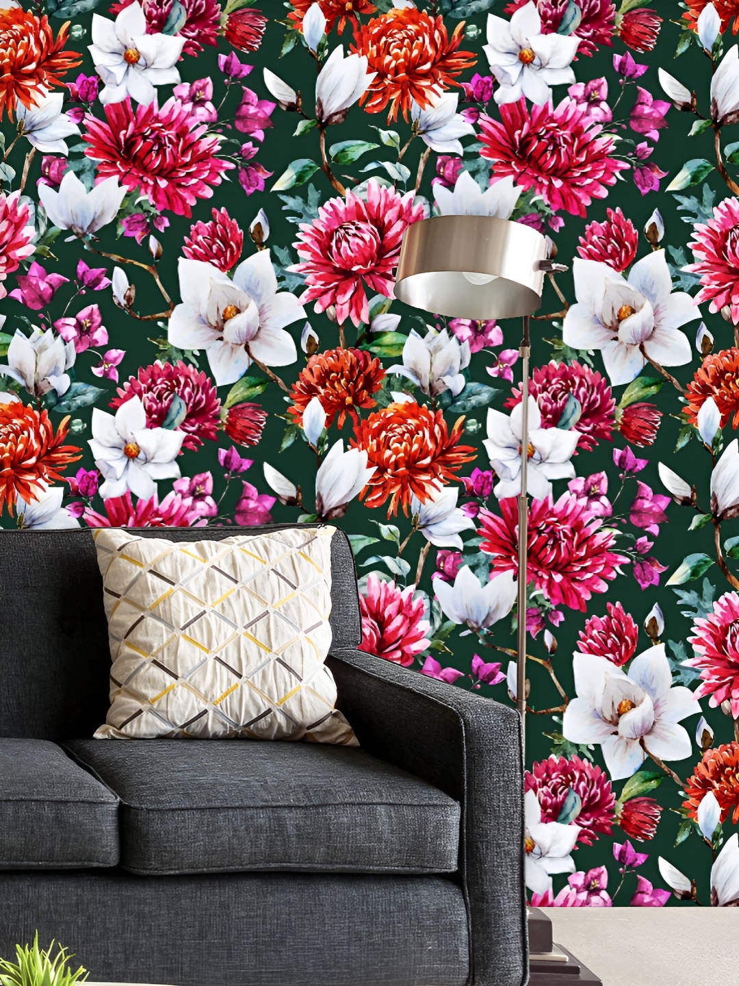 

ArtzFolio Printed UV-Resistant Anti-Bacterial Watercolor Chrysanthemum Magnolia Pattern Peel & Stick Wallpaper, Multi