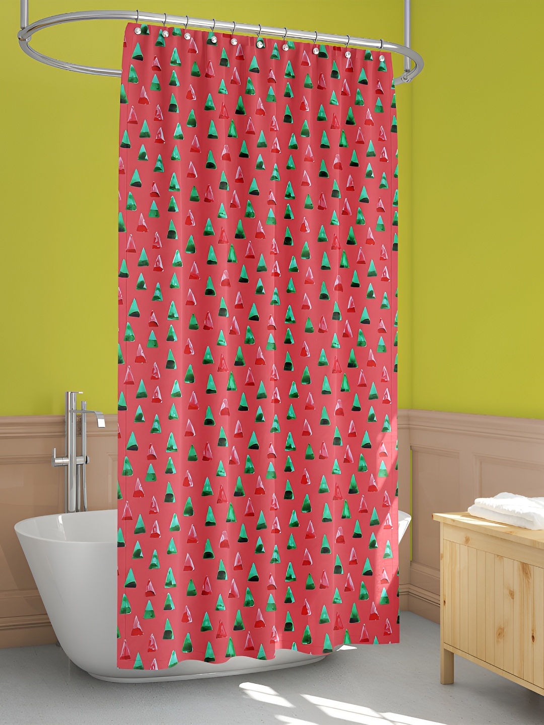 

ArtzFolio Green & Pink Printed WaterProof Shower Curtain