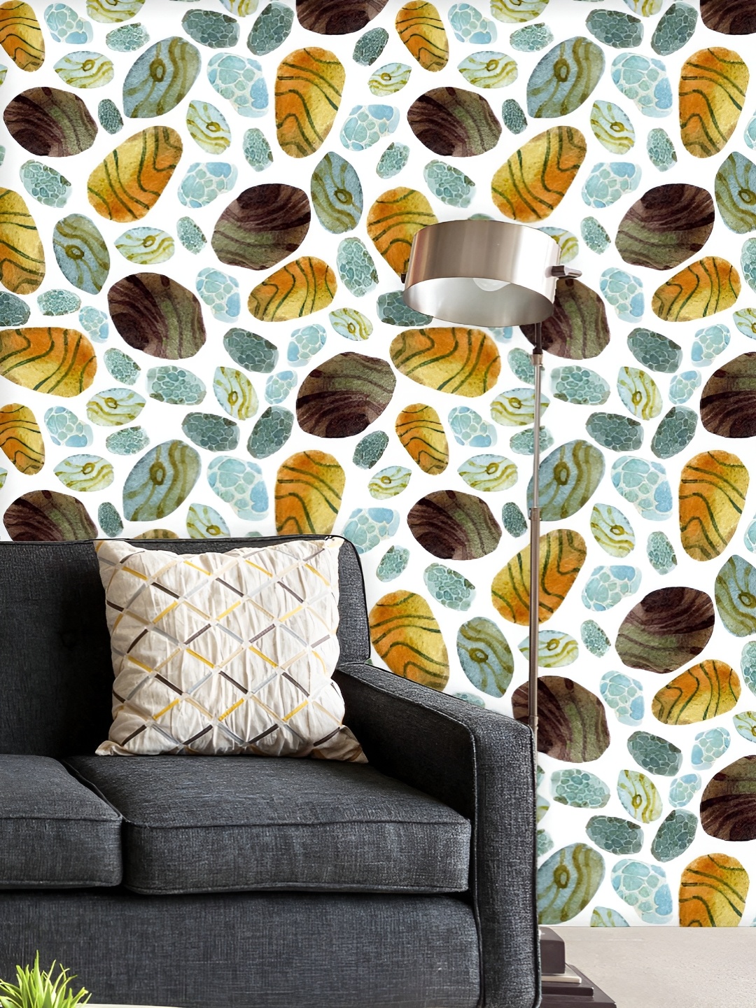 

ArtzFolio Printed UV-Resistant Anti-Bacterial Watercolor Stones Peel & Stick Wallpaper, Multi