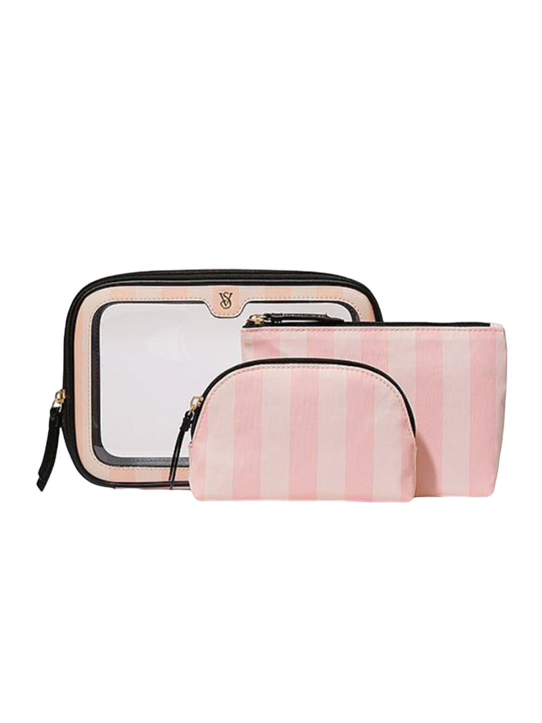 

Victoria's Secret Set of 3 Striped Pouch Travel Accessory, Pink