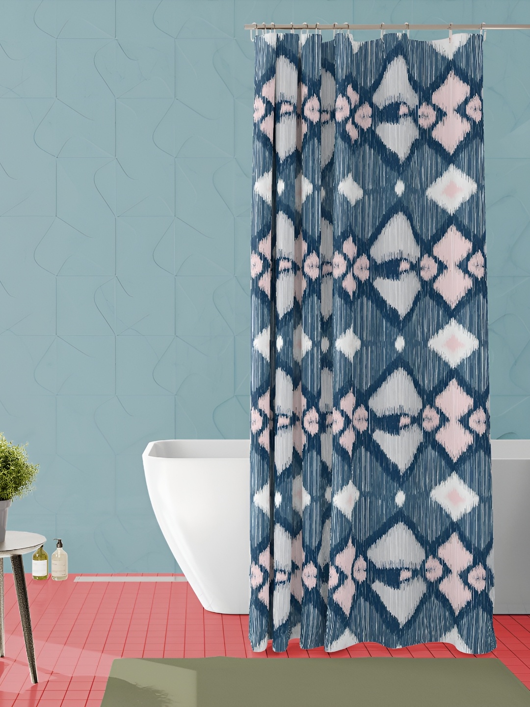 

ArtzFolio Blue & White Geometric Printed Waterproof Shower Curtains