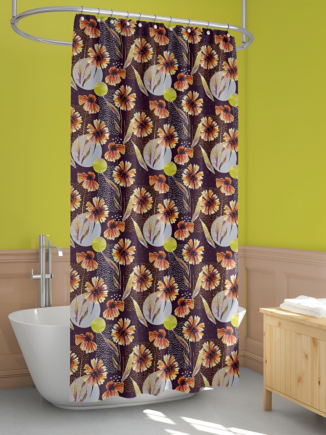 

ArtzFolio Brown & White Printed Waterproof Shower Curtains