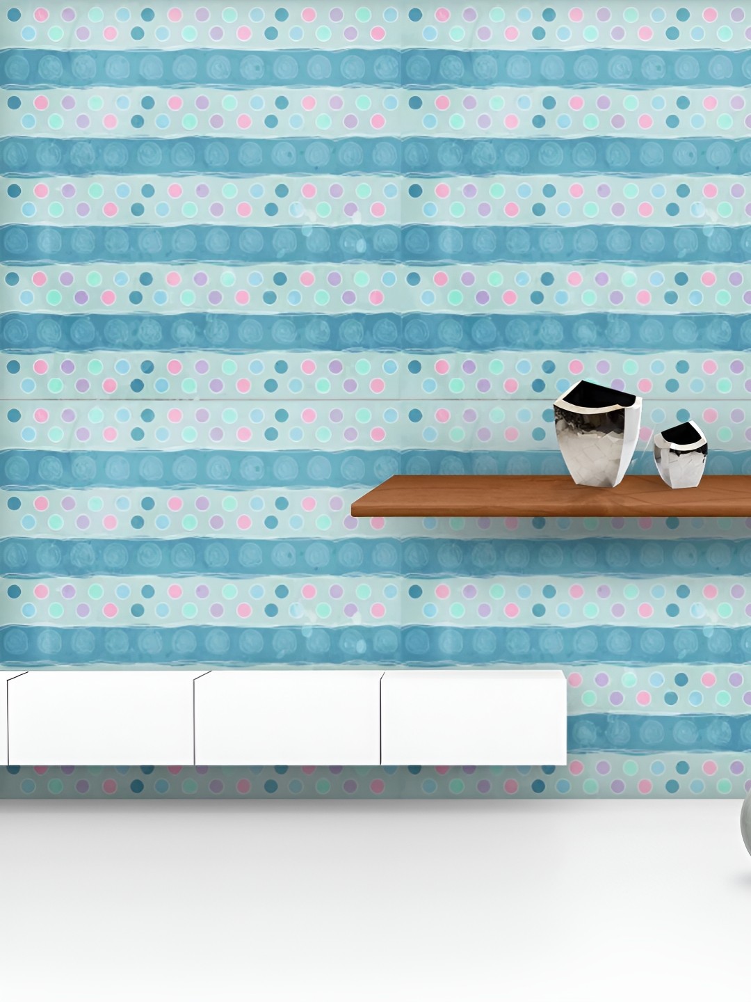 

ArtzFolio Printed UV-Resistant Anti-Bacterial Dots On Dots Peel & Stick Wallpaper, Multi