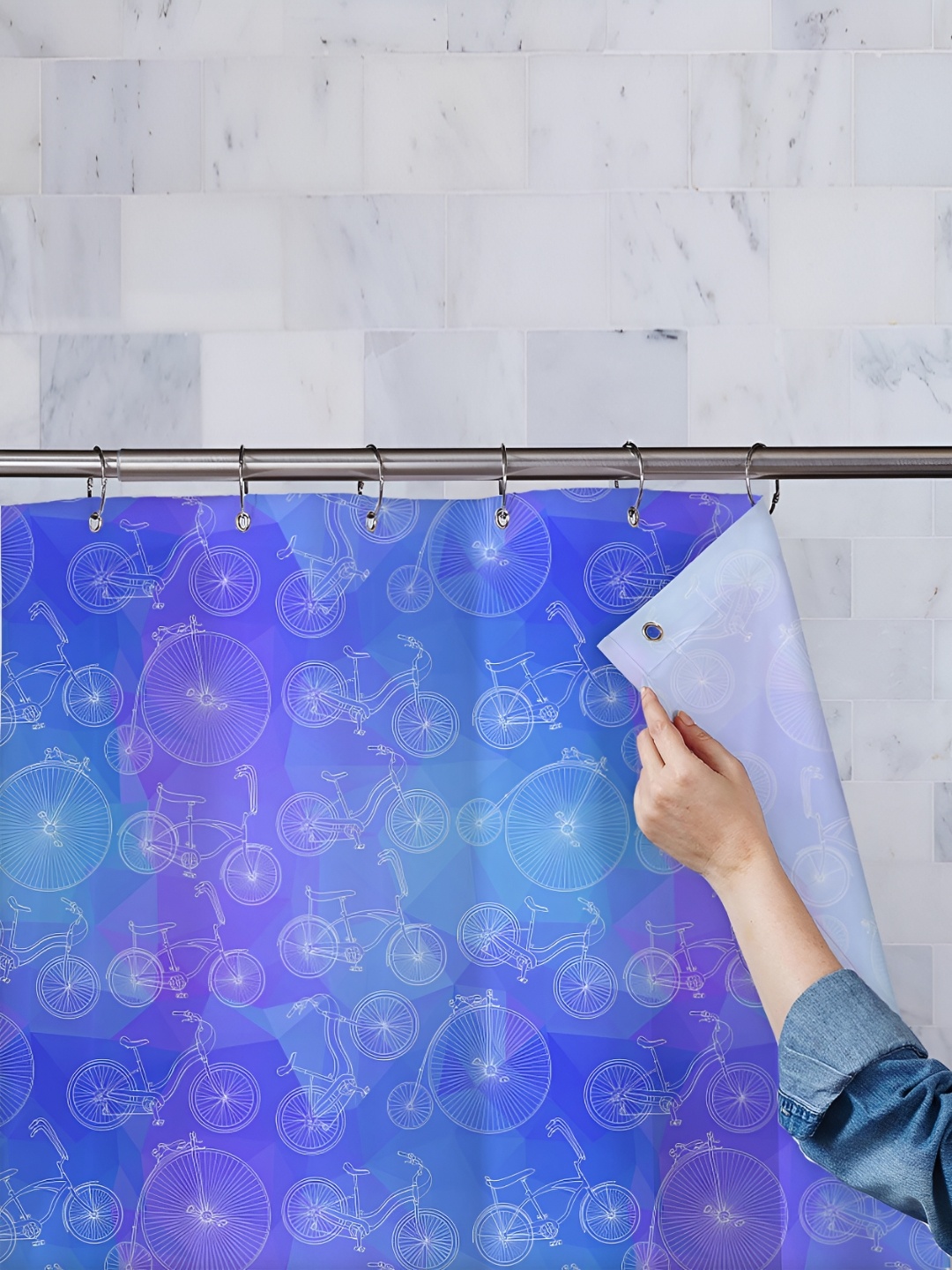 

ArtzFolio Purple & Blue Printed Waterproof Shower Curtain