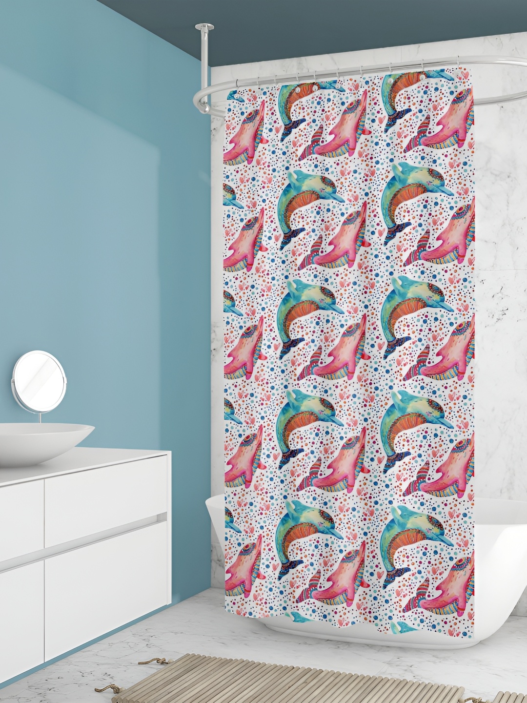 

ArtzFolio White & Pink Printed Waterproof Shower Curtain