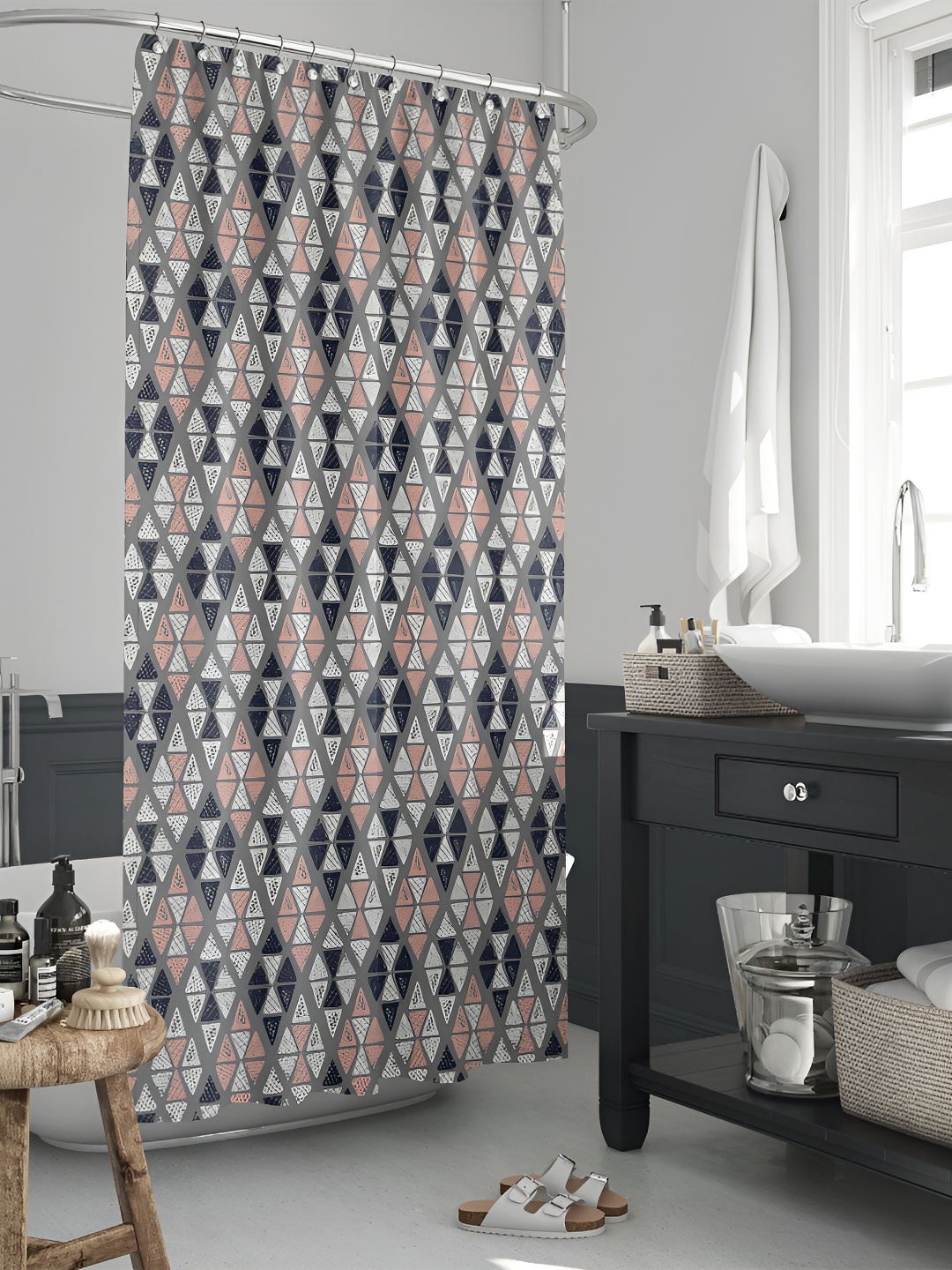 

ArtzFolio Black & Beige Printed Waterproof Shower Curtains