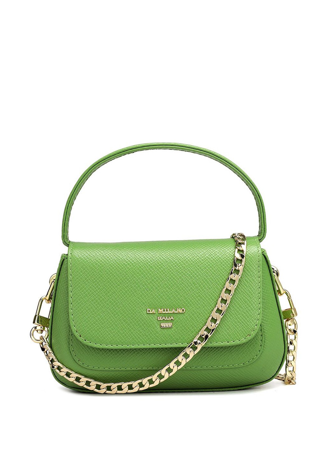 

Da Milano Textured Leather Structured Sling Bag, Green