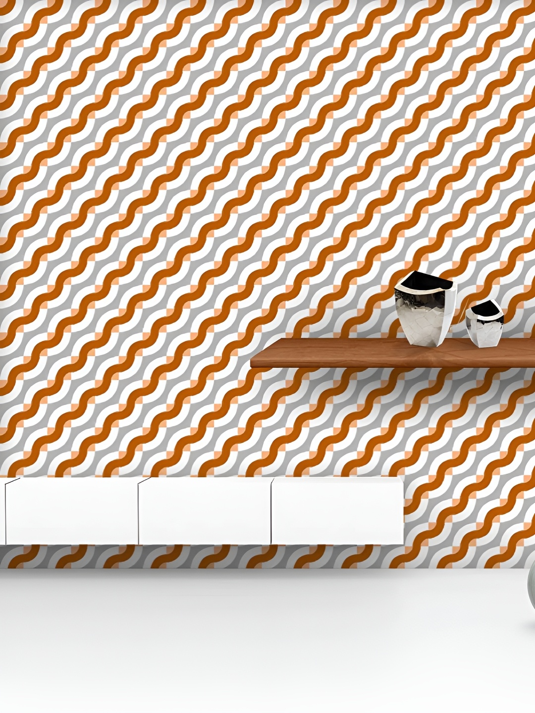 

ArtzFolio Printed UV-Resistant Anti-Bacterial Diagonal Waves & Stripes Peel & Stick Wallpaper, Multi