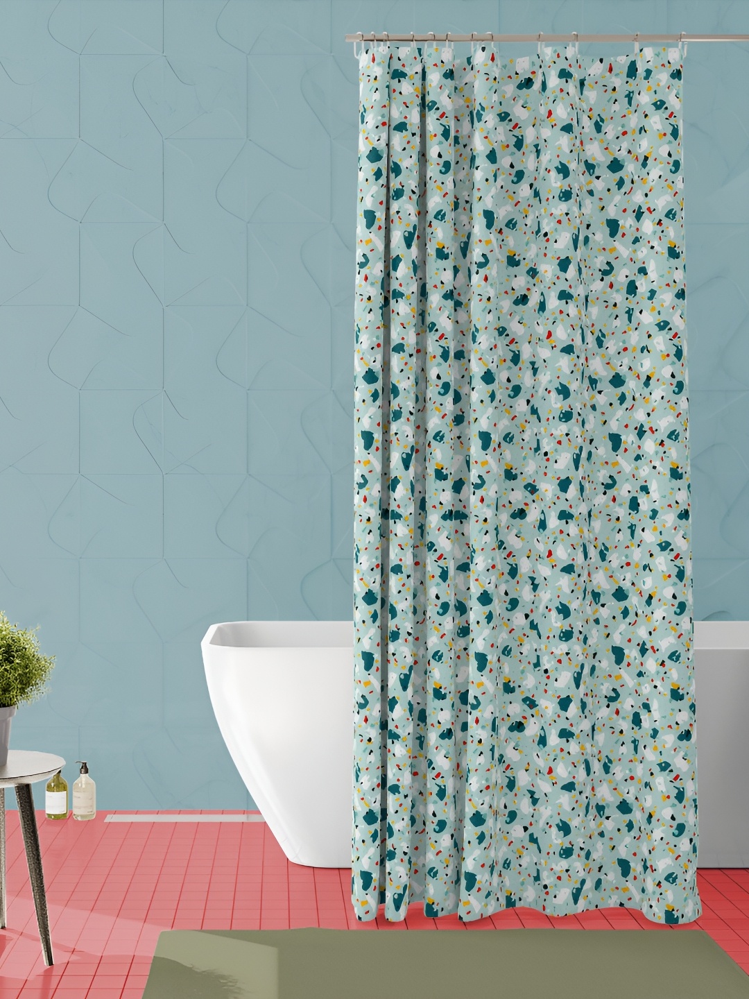 

ArtzFolio Green and White Abstract Printed Waterproof Shower Curtain