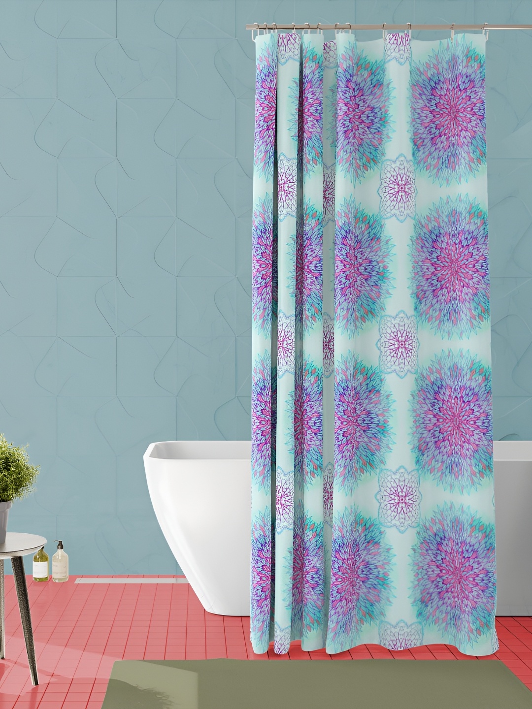 

ArtzFolio Blue & Pink Printed Waterproof Shower Curtains