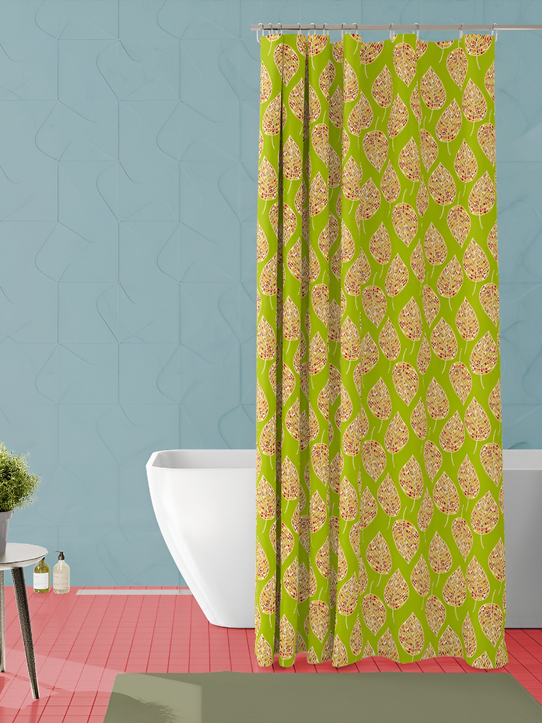 

ArtzFolio Green & Red Floral Printed Waterproof Shower Curtain
