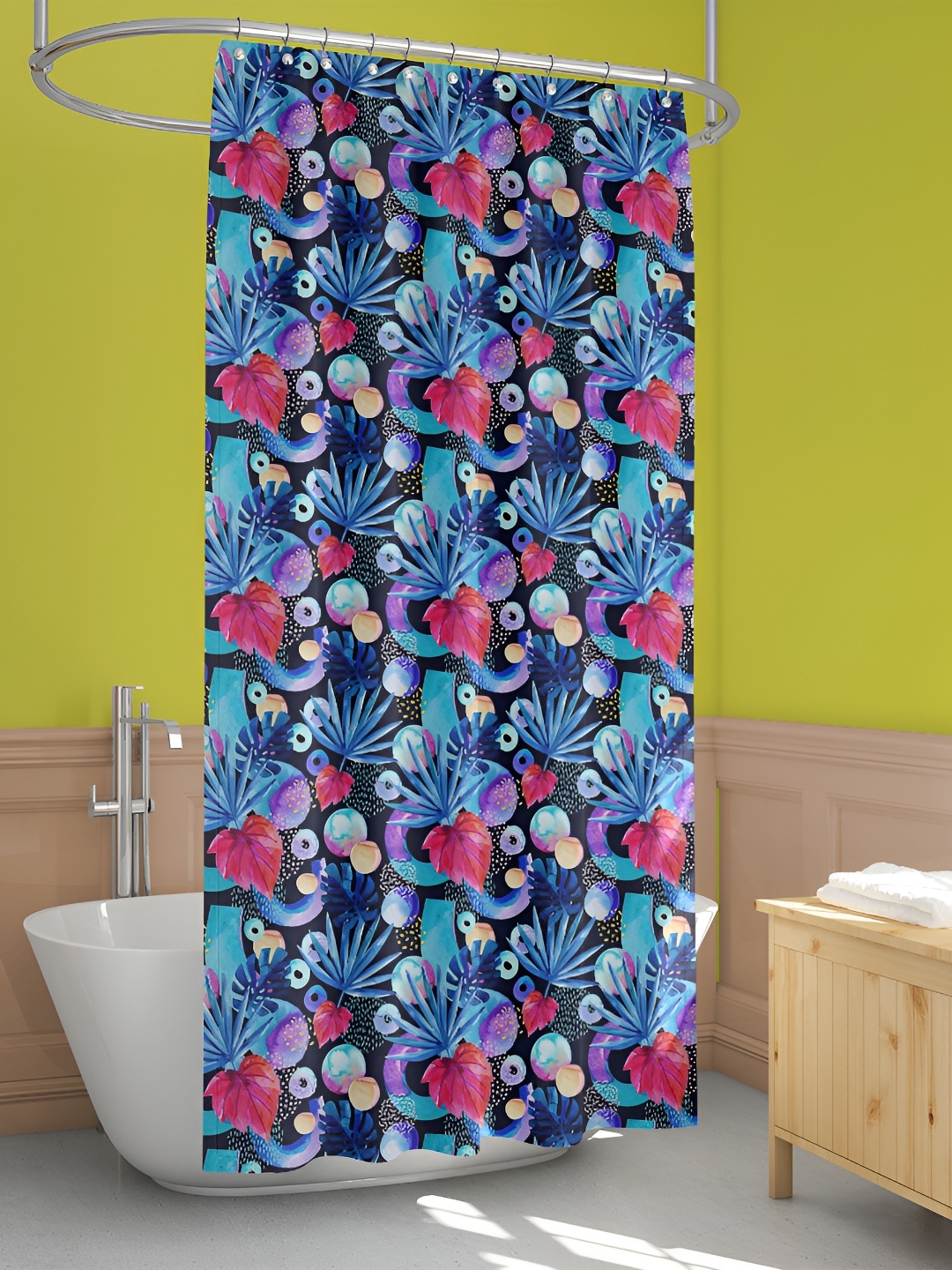 

ArtzFolio Blue & Pink Printed Waterproof Shower Curtain