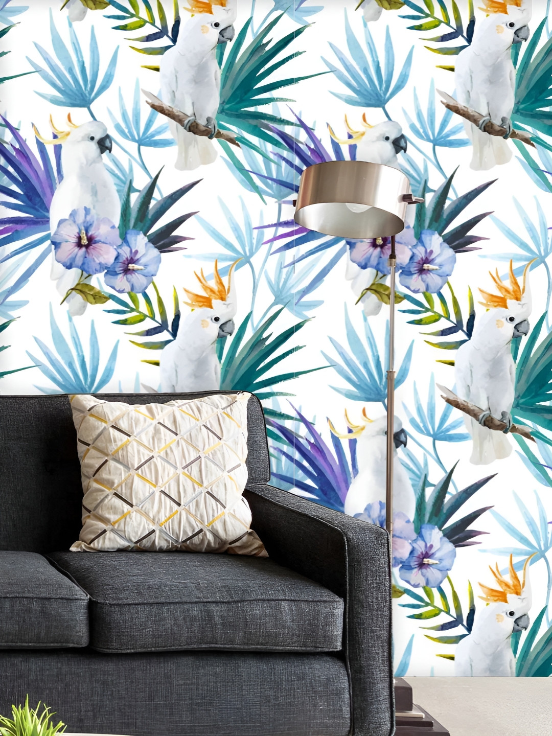 

ArtzFolio Printed UV-Resistant Anti-Bacterial Tropic ParrotPeel & Stick Wallpaper, Multi