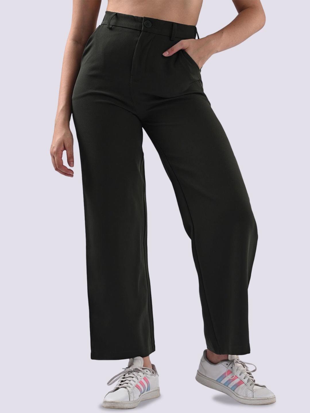 

Kraus Jeans Women Loose Fit High-Rise Pleated Trousers, Olive