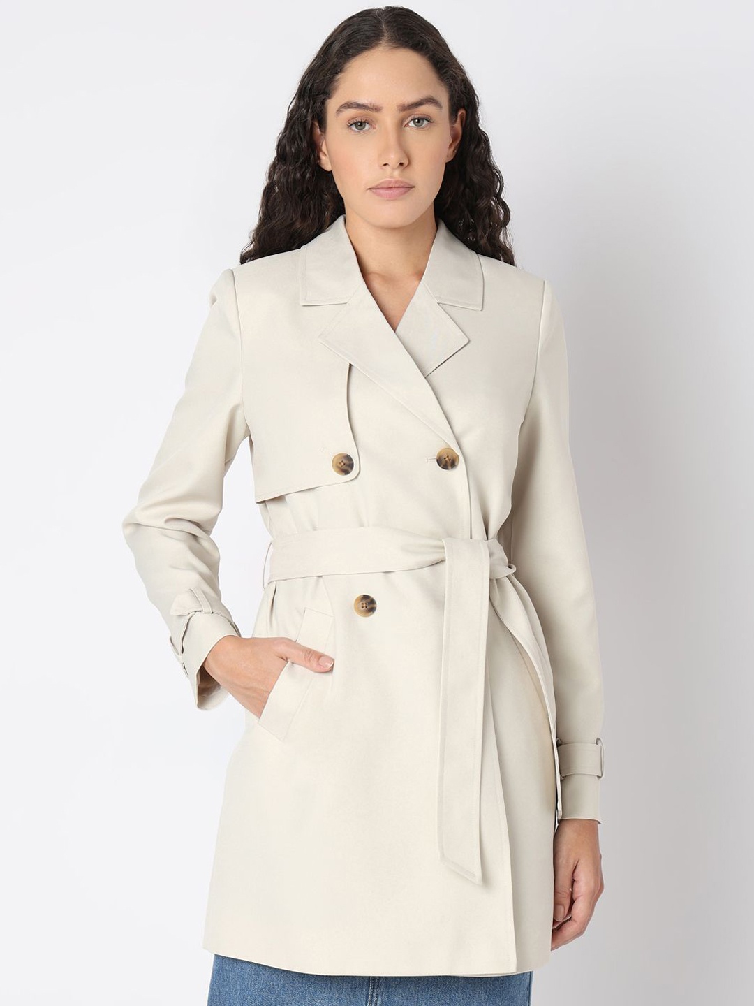 

Vero Moda Women Double Breasted Trench Coat, Beige