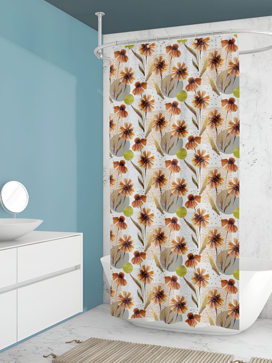 

ArtzFolio Brown & Cream Printed Waterproof Shower Curtain