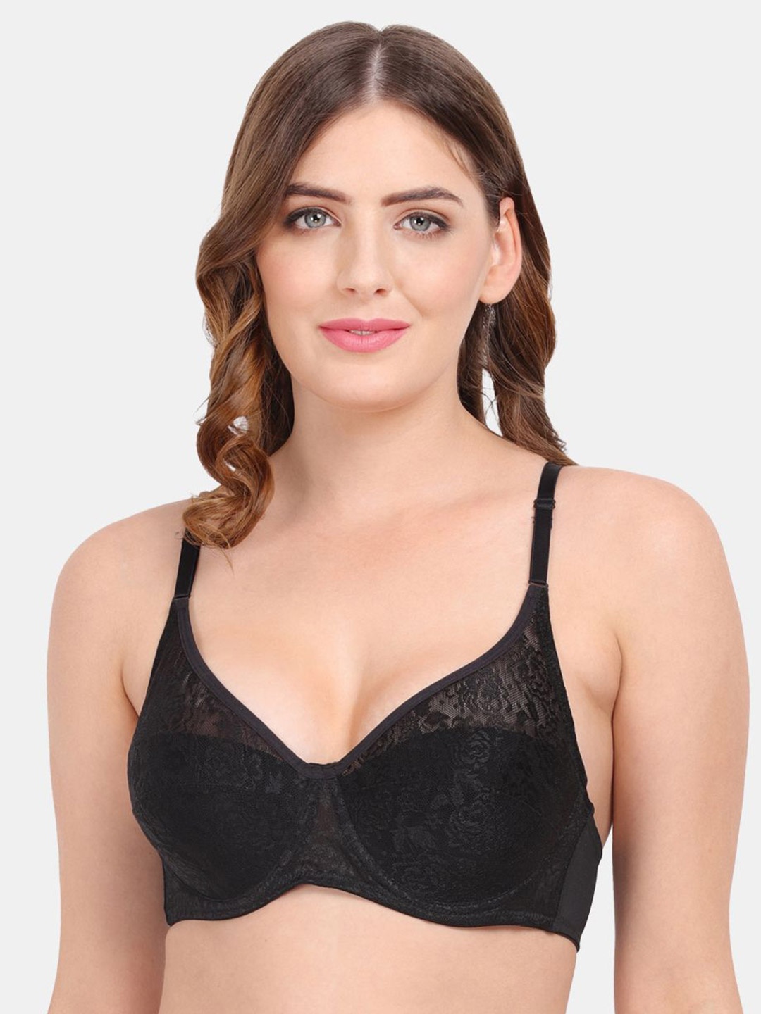 

Amour Secret Women Medium Coverage Underwired Lace Bra, Black