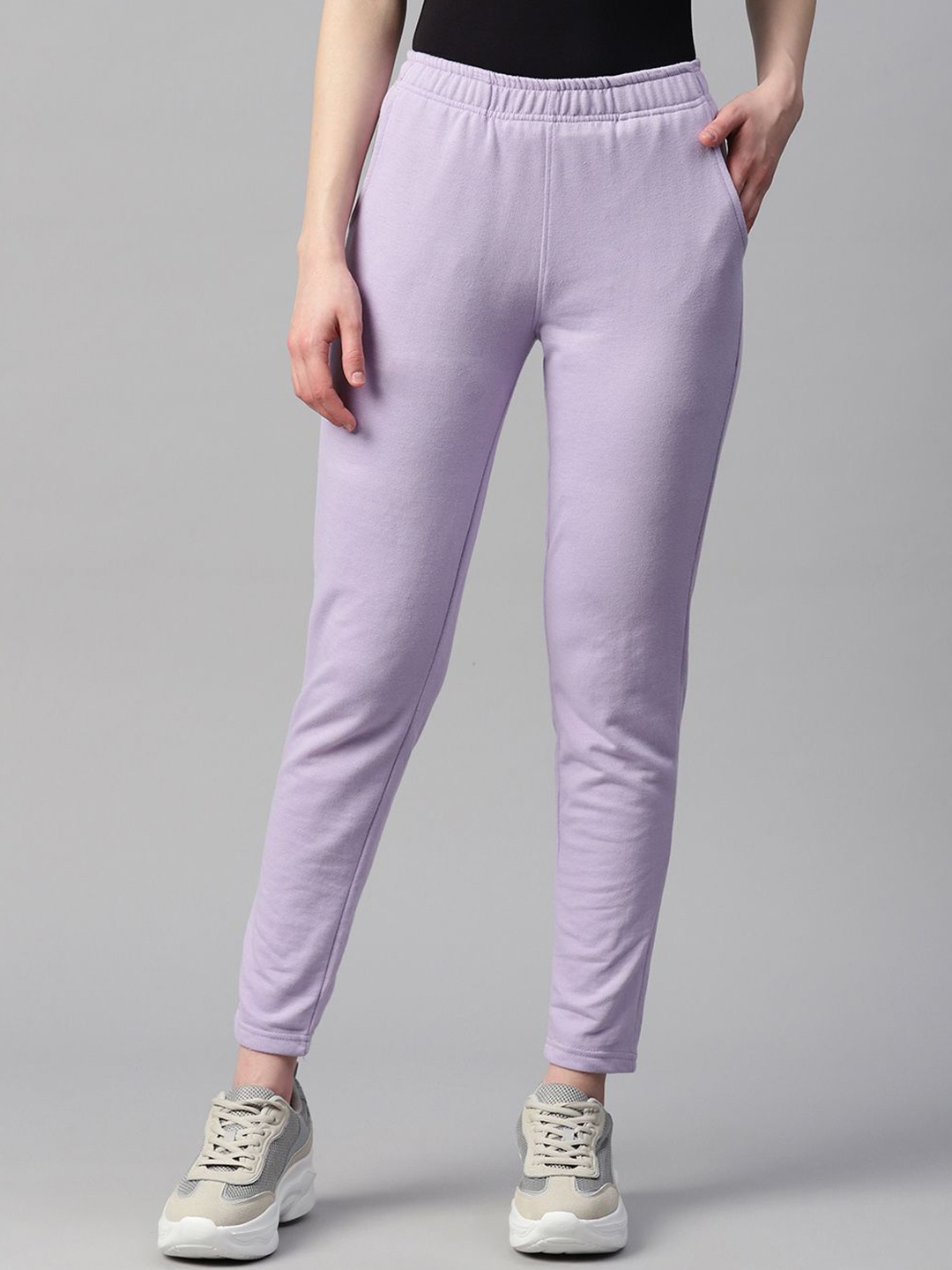 

Laabha Women Regular Fit Mid-Rise Cotton Track Pants, Lavender