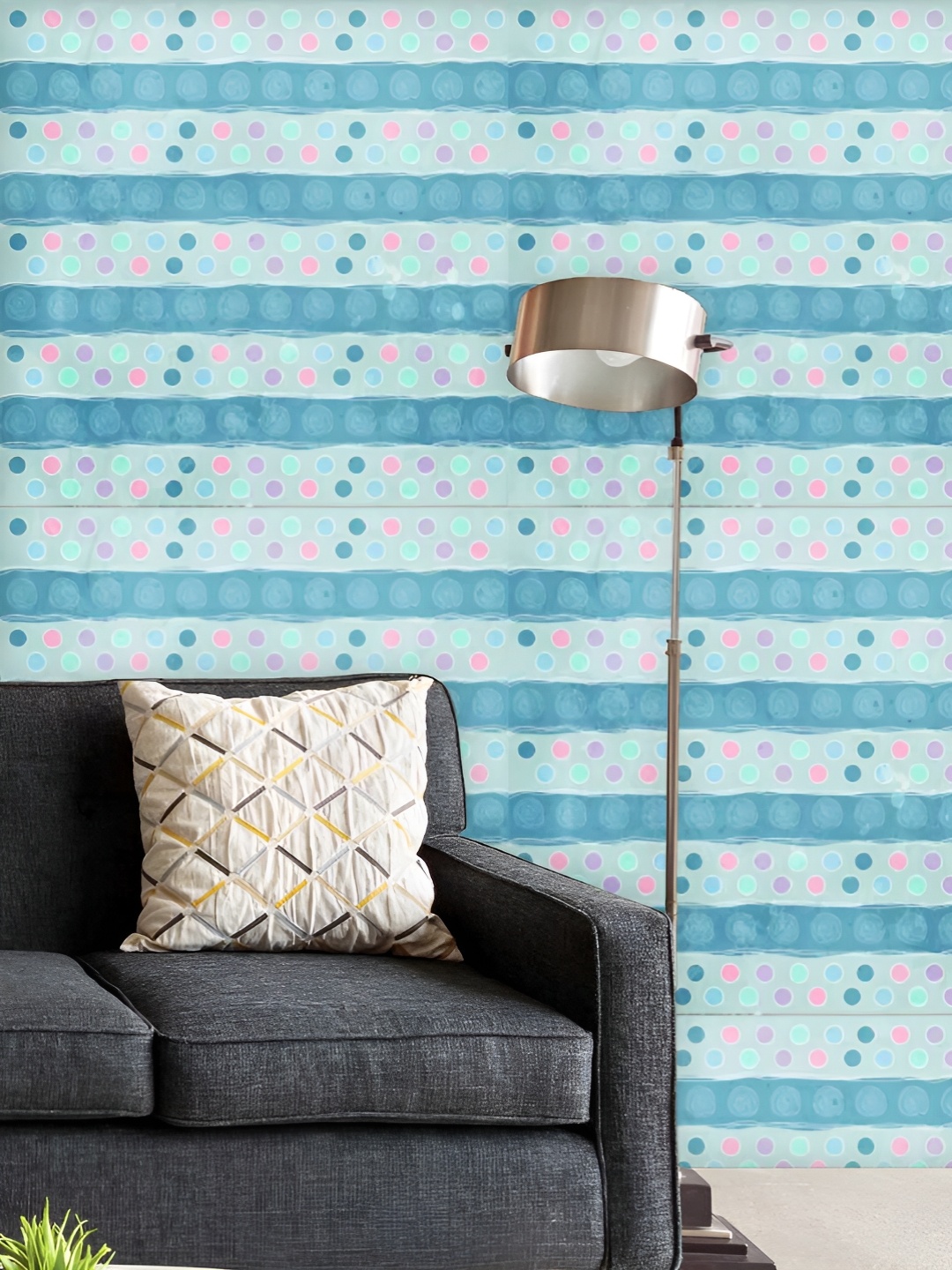 

ArtzFolio Printed UV-Resistant Anti-Bacterial Dots On Dots Peel & Stick Wallpaper, Multi