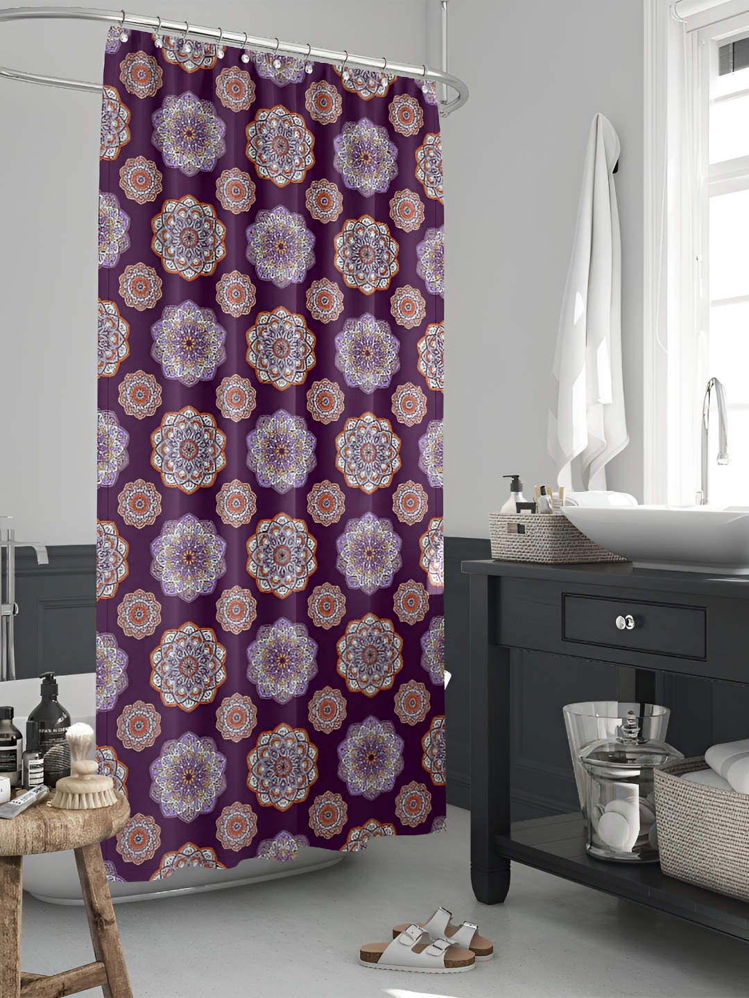 

ArtzFolio Purple & White Printed Shower Curtains