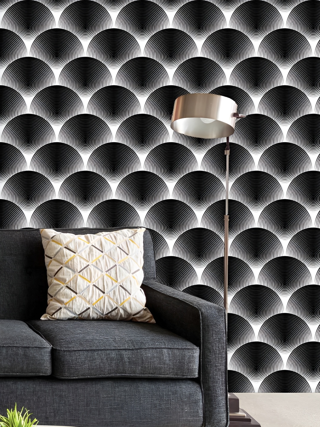 

ArtzFolio Printed UV-Resistant Anti-Bacterial Monochrome Ellipse Peel & Stick Wallpaper, Multi