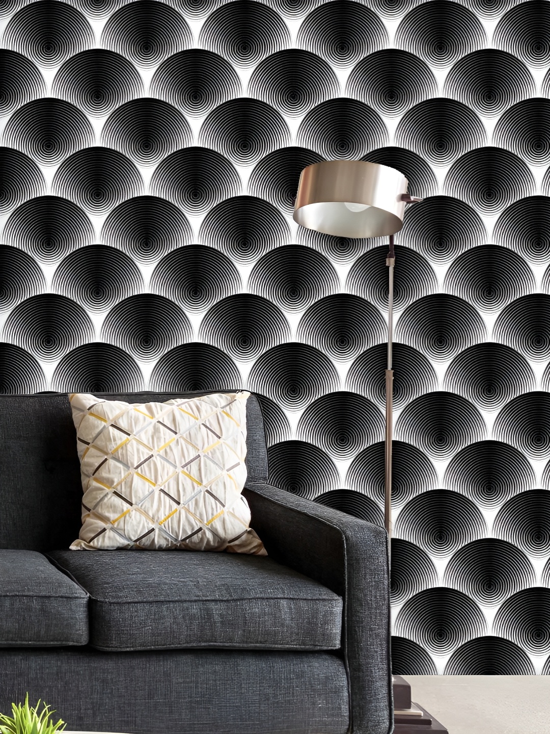 

ArtzFolio Printed UV-Resistant Anti-Bacterial Monochrome EllipsePeel & Stick Wallpaper, Multi