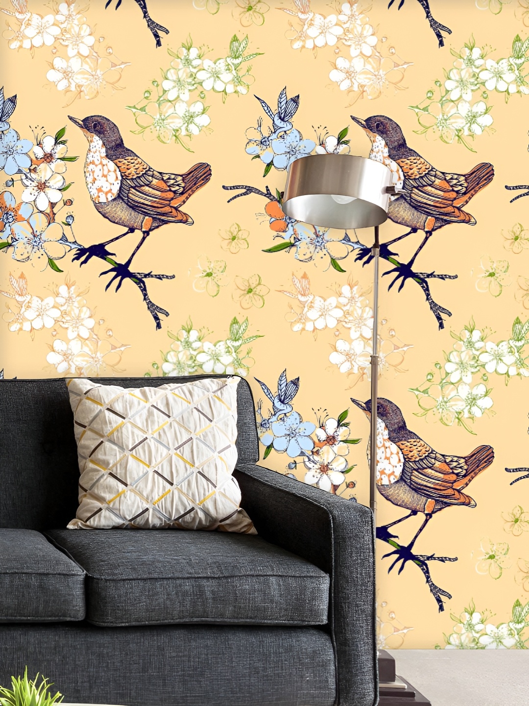 

ArtzFolio Printed UV-Resistant Anti-Bacterial Birds And Apple Tree Peel & Stick Wallpaper, Multi