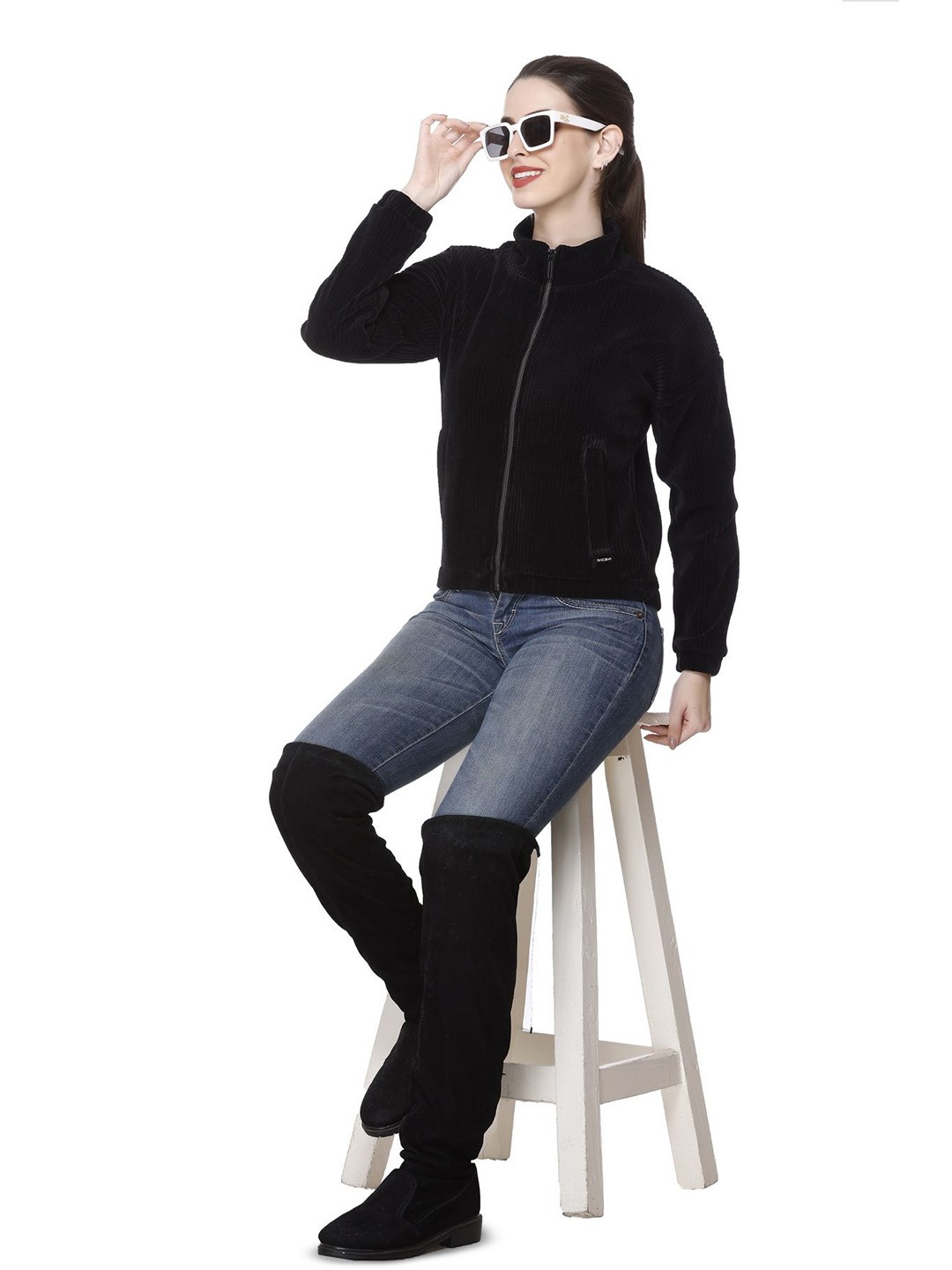 

Rozella Women front-Open Sweatshirt, Black