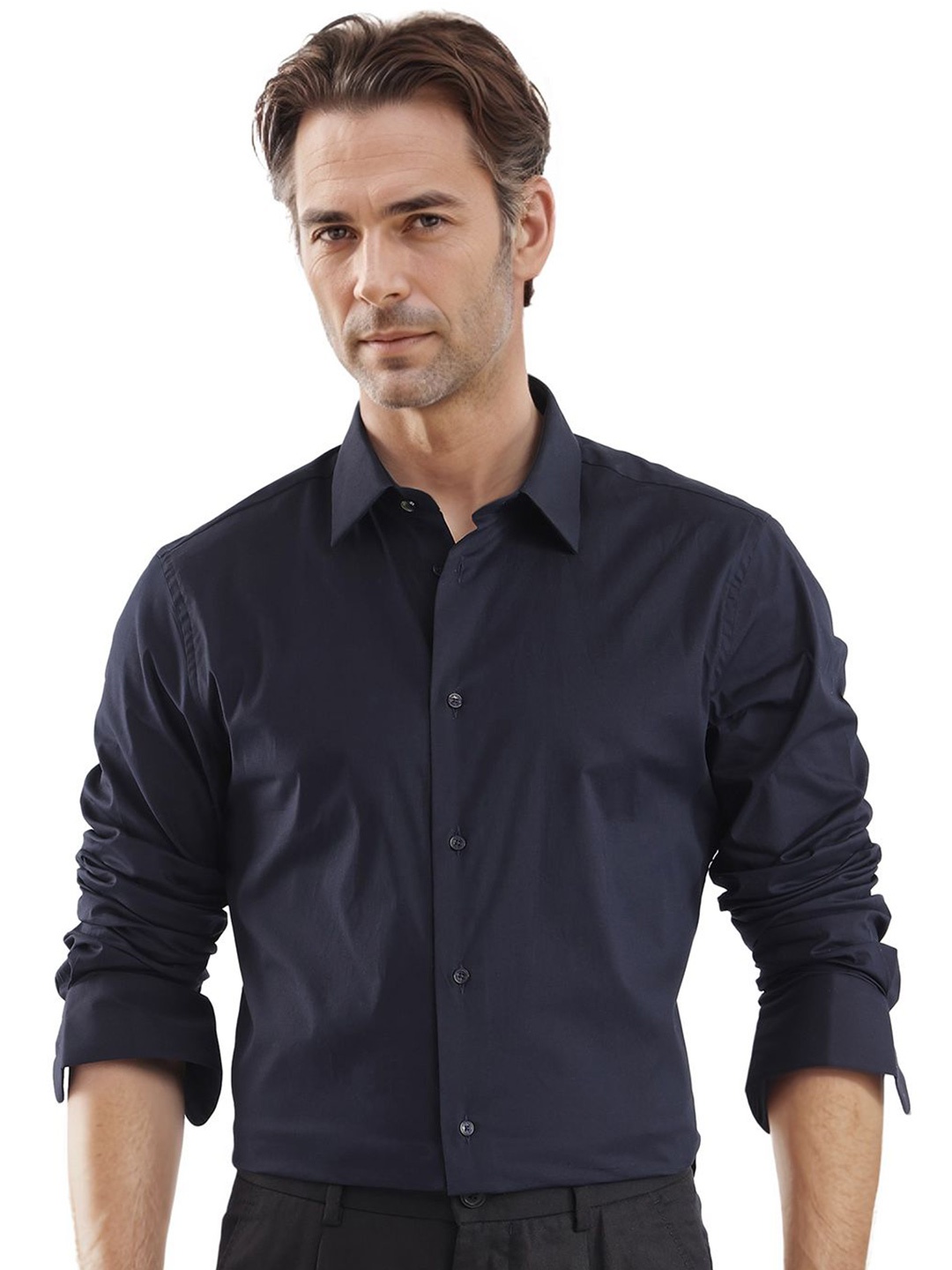 

RARE RABBIT Men Comfort Opaque Casual Shirt, Navy blue