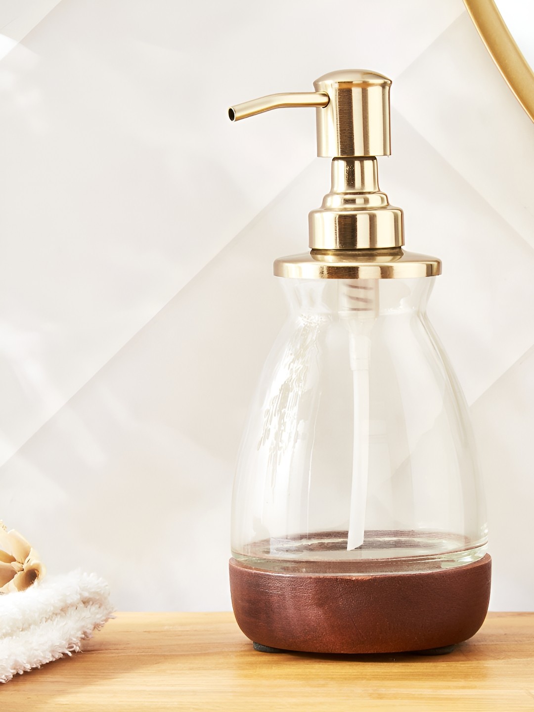 

Home Centre Brown Solid Glass Soap Dispenser