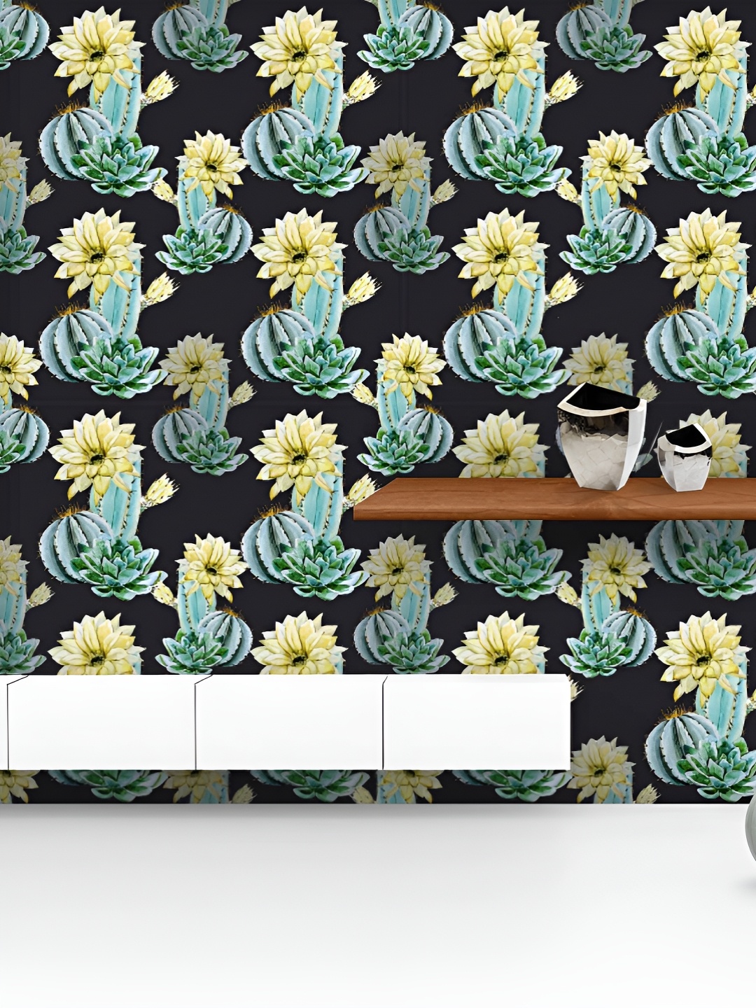 

ArtzFolio Printed UV-Resistant Anti-Bacterial Watercolor Cactus Peel & Stick Wallpaper, Multi