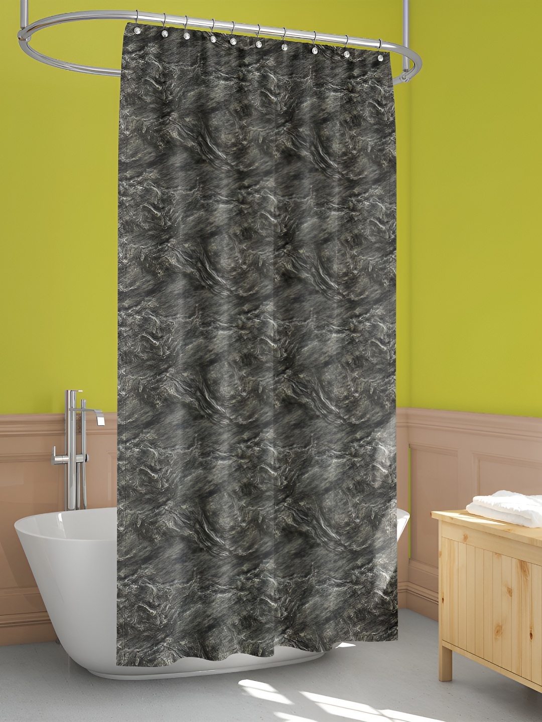 

ArtzFolio Grey & Black Printed Waterproof Shower Curtains