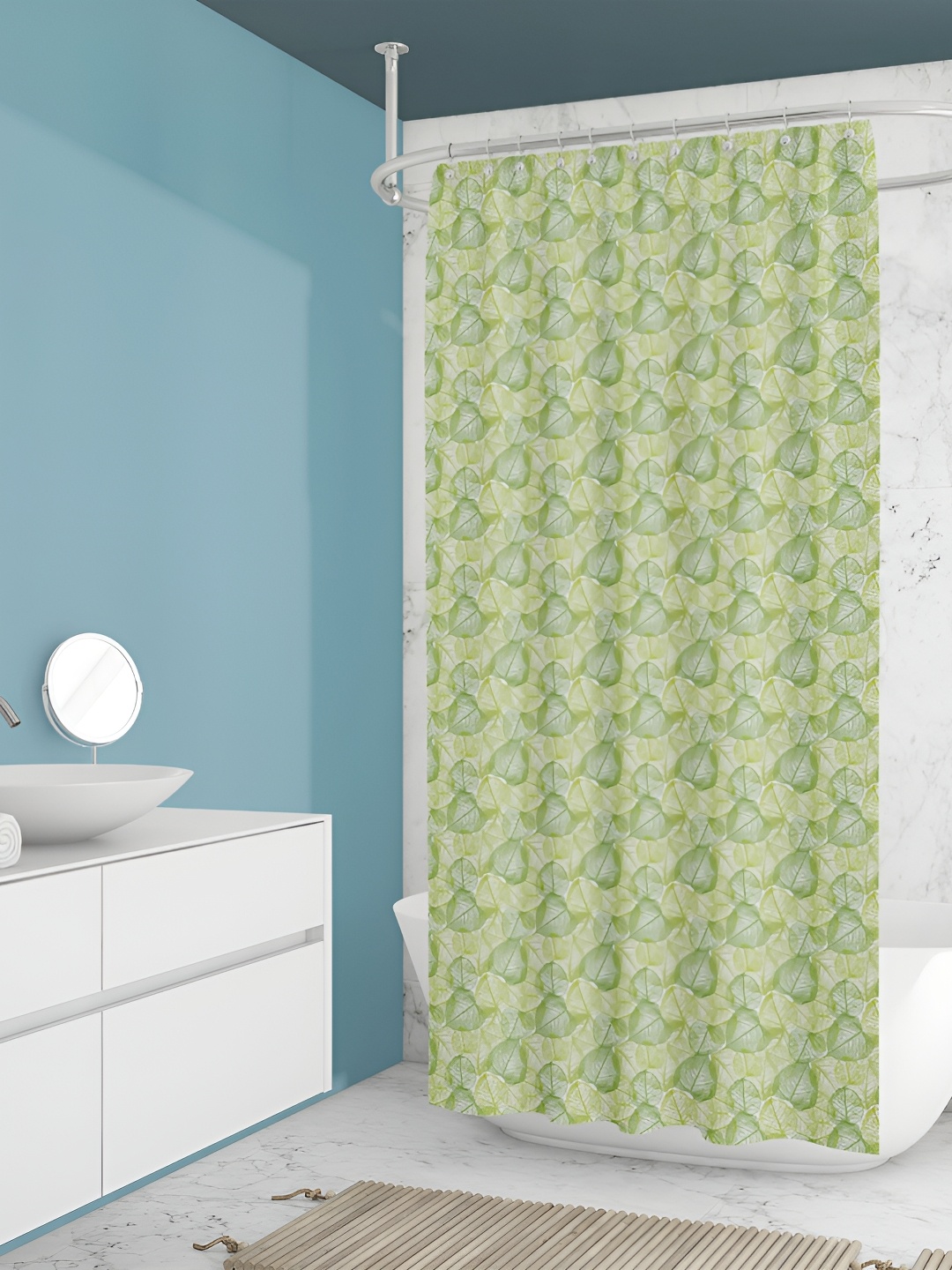 

ArtzFolio Green & White Printed Waterproof Shower Curtains