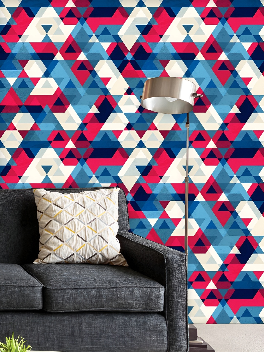 

ArtzFolio Printed UV-Resistant Anti-Bacterial Vintage Triangle Peel & Stick Wallpaper, Multi