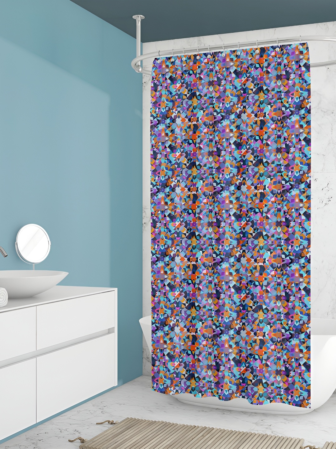 

ArtzFolio Purple & Blue Printed Waterproof Shower Curtain