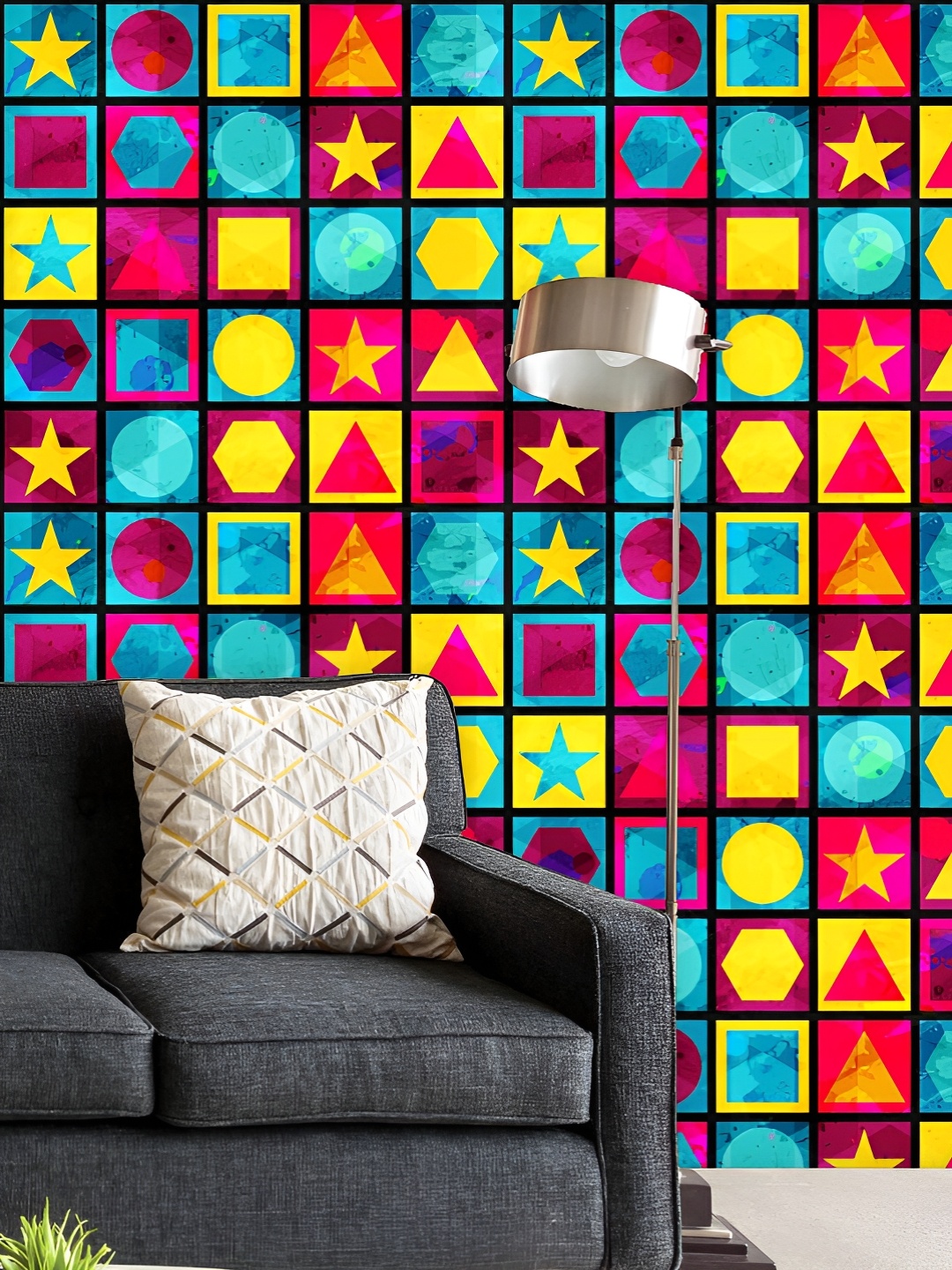 

ArtzFolio Printed UV-Resistant Anti-Bacterial Grunge Game Pattern Peel & Stick Wallpaper, Multi